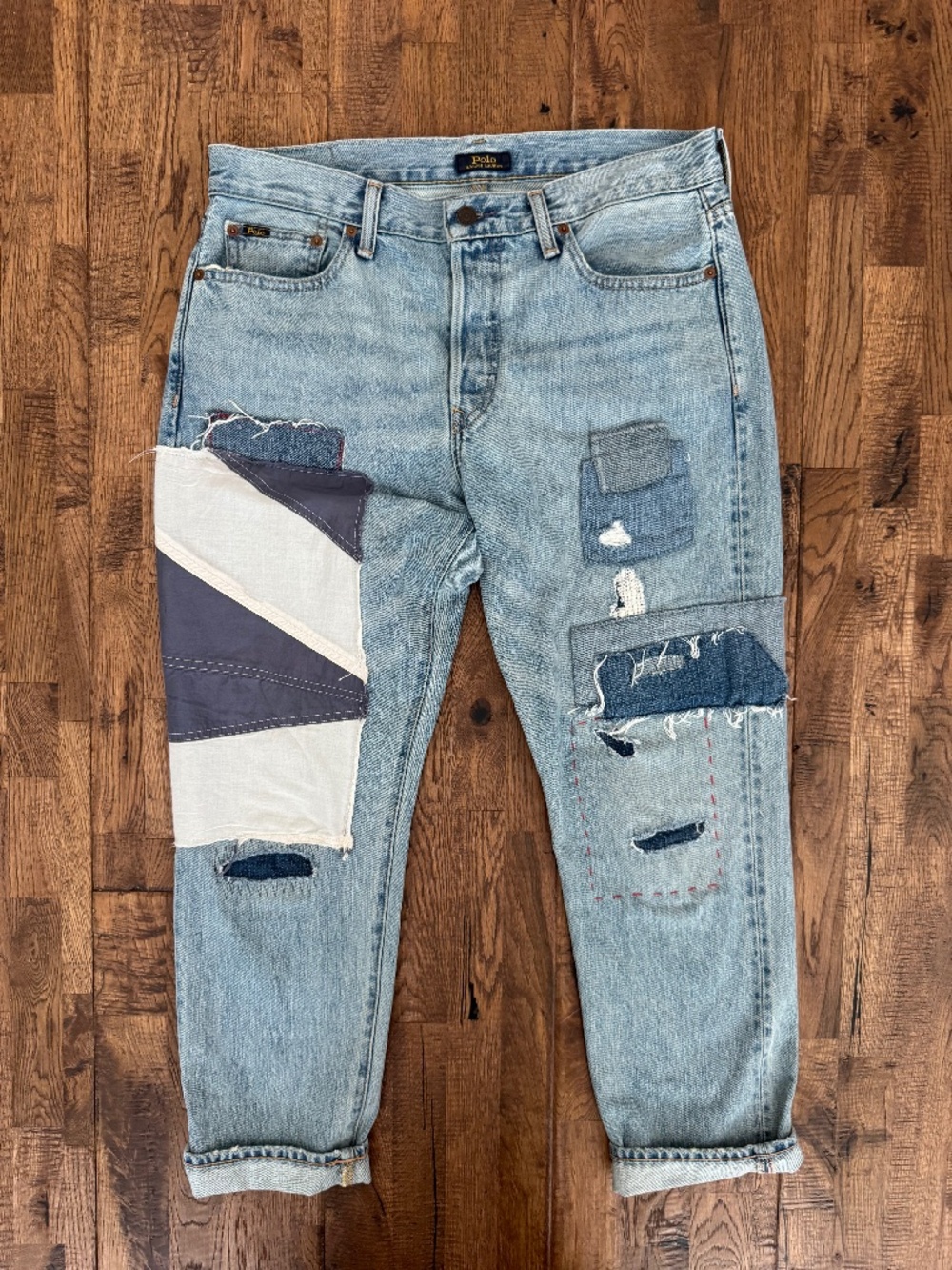 New Polo Ralph Lauren Avery Boyfriend Patchwork Denim Jeans Women's Size 29 *6